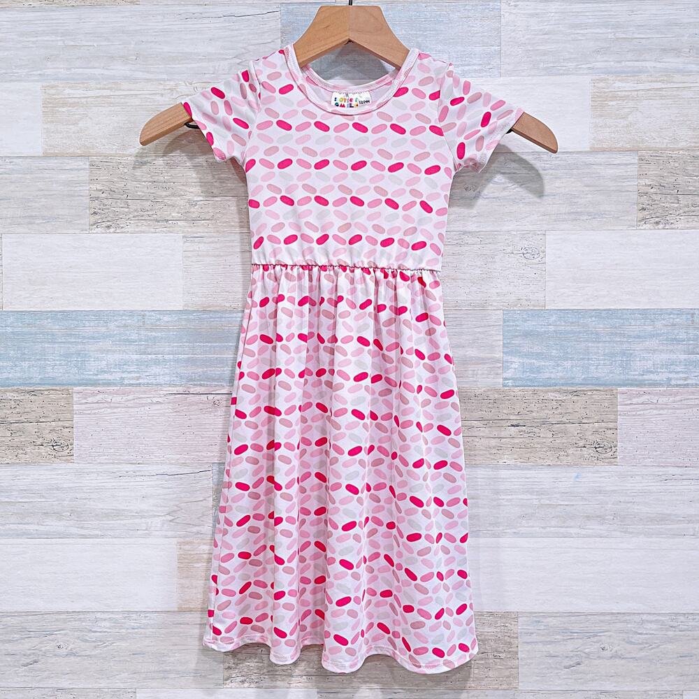 Dot Dot Smile Jersey Knit Maxi Dress Pink White Cap Sleeve Toddler Girl 12-24M